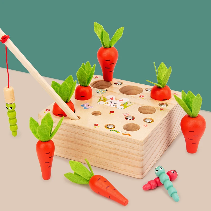 

Wooden Montessori Fun Plucking Radish Toy Children'S Puzzle Insert Carrot Game Baby Toys Early Childhood Educational Toys Gifts