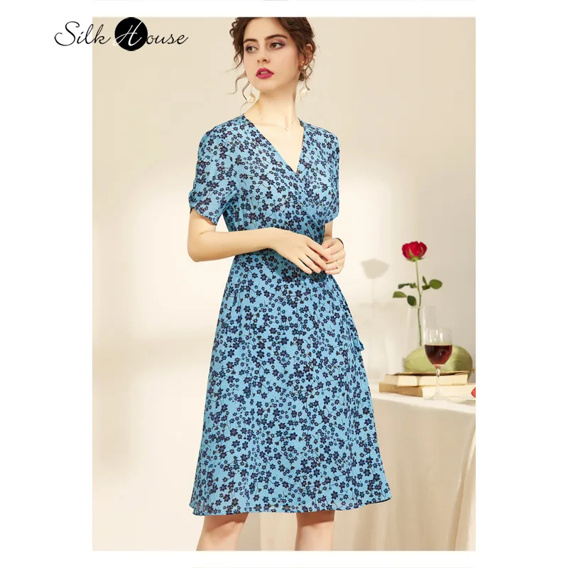 Элегантное темпераментное женское шелковое платье с v образным вырезом и