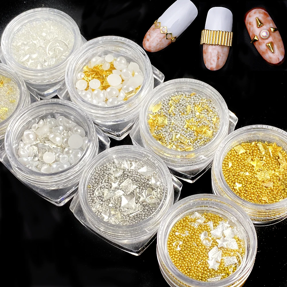 Новинка 2021 микро серебряная Золотая Икра стеклянные стразы для ногтей AB мини лак