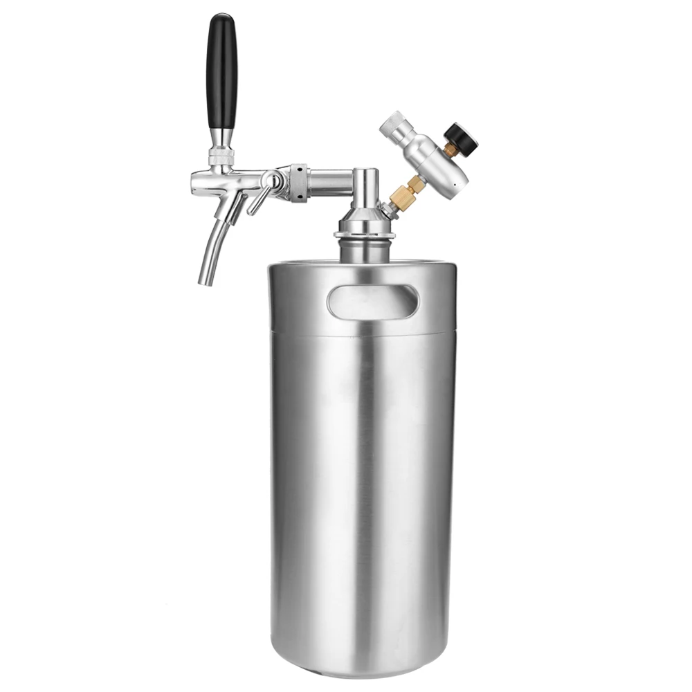Мини кега для пива из нержавеющей стали 3.6L 5L с регулируемым краном и форсункой CO2