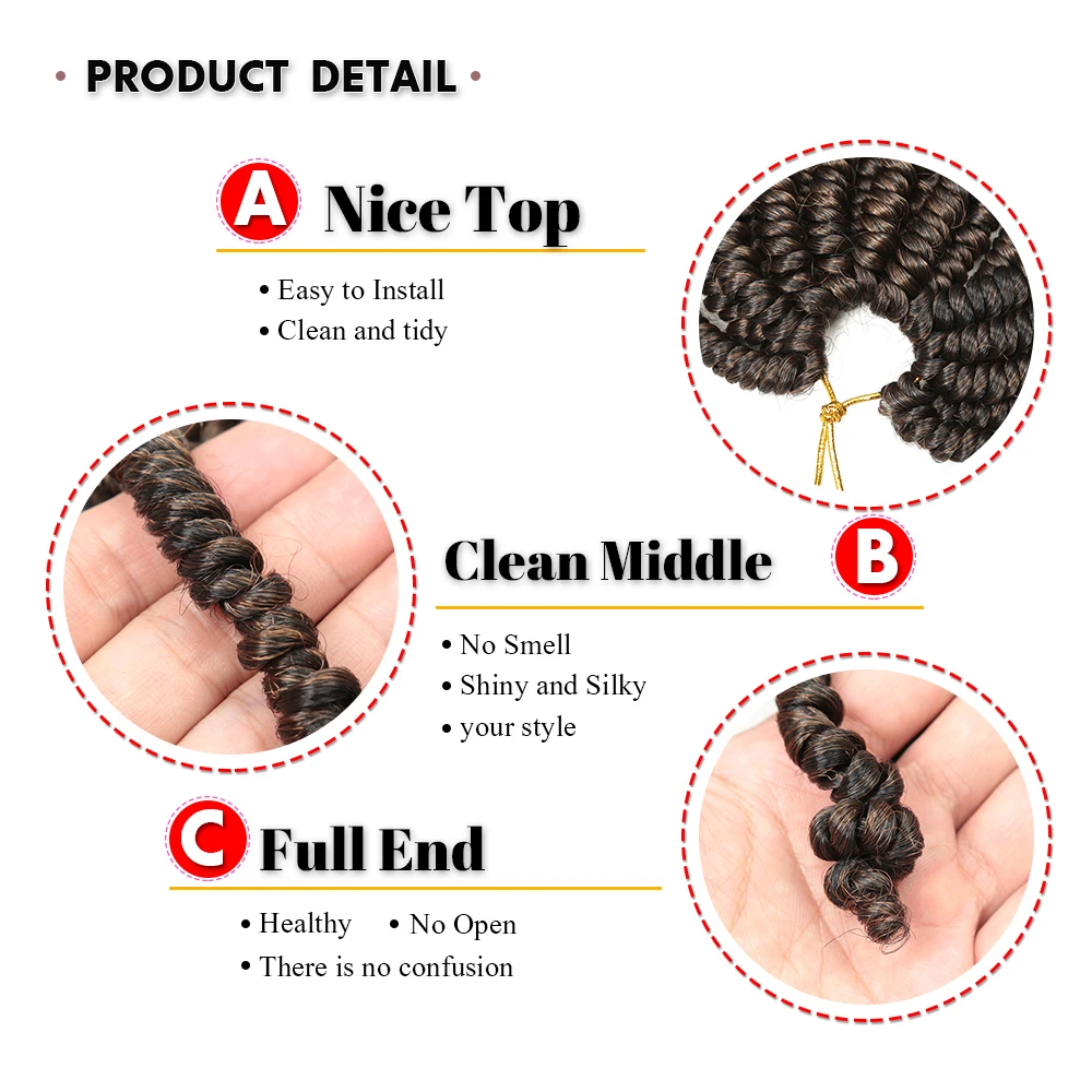 Bob Spring Twist Crochet Hair 6Inch Bomb Passion Twists Synthetic Braiding Hair 20roots/Pack For Women Alibaby images - 6