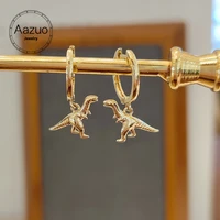aazuo ins real 18k rose gold none diamonds animal animal dinosaur hoop earrings gifted for women wedding party au750