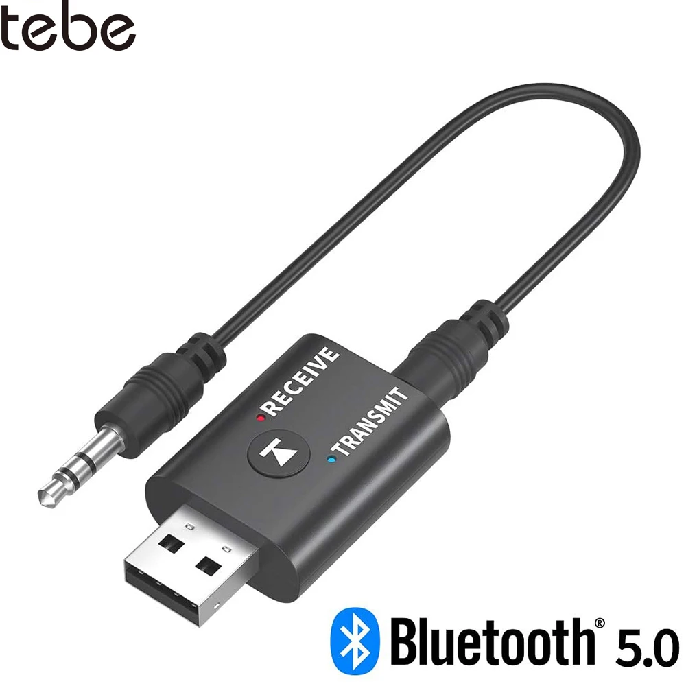 

tebe 2 IN 1 USB Bluetooth 5.0 Wireless Audio Receiver Transmitter 3.5mm AUX Jack Stereo Car Adapter For TV PC Laptop Speaker
