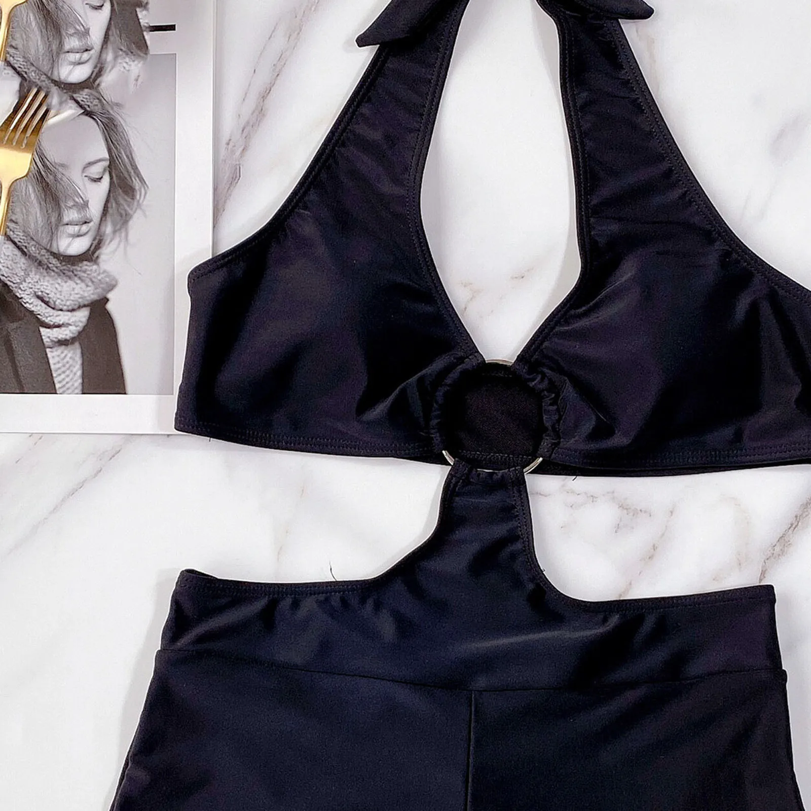 

Women Hollow Out Swimsuit Fashion Lady Sexy Containing Chest Pad Solid Siamese Set Piece Swimsuit Brazilian Bikini Beachwear