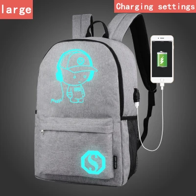 style 2 gray music Водонепроницаемый Школьный рюкзак, студенческий, светящийся, с USB зарядкой, Противоугонный, для подростков, девочек и мальчиков, для 11, 12, 13, 14, 15, 15,6, 17,3, сумка для ноутбука - Цвет: style 2 gray music