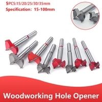 15 100mm silverred forstner carbon steel boring drill bits woodworking self centering hole saw wood cutter tools set