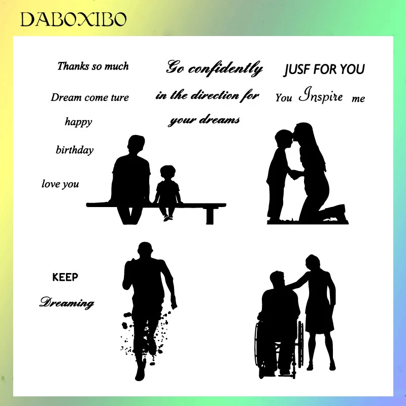 

DABOXIBO Happy Family Clear Stamps For DIY Scrapbooking/Card Making/Photo Album Silicone Decorative Crafts13X13