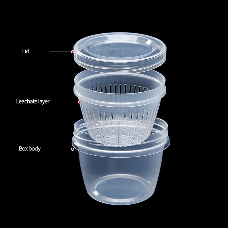 Двухслойная круглая сливная герметичная коробка для имбирного чеснока лука