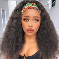 synthetic afro water wave headband wig for black women brown heat resistant glueless long wigs