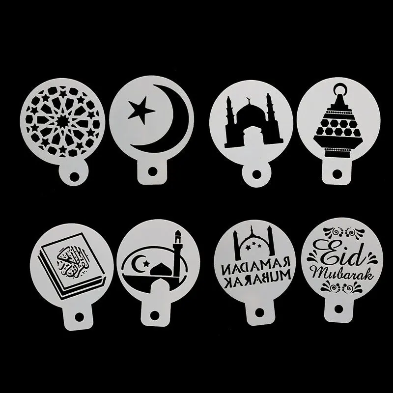 8 шт ИД Мубарак ПЭТ Кофе спрей трафареты для выпечки печений тортов Исламская