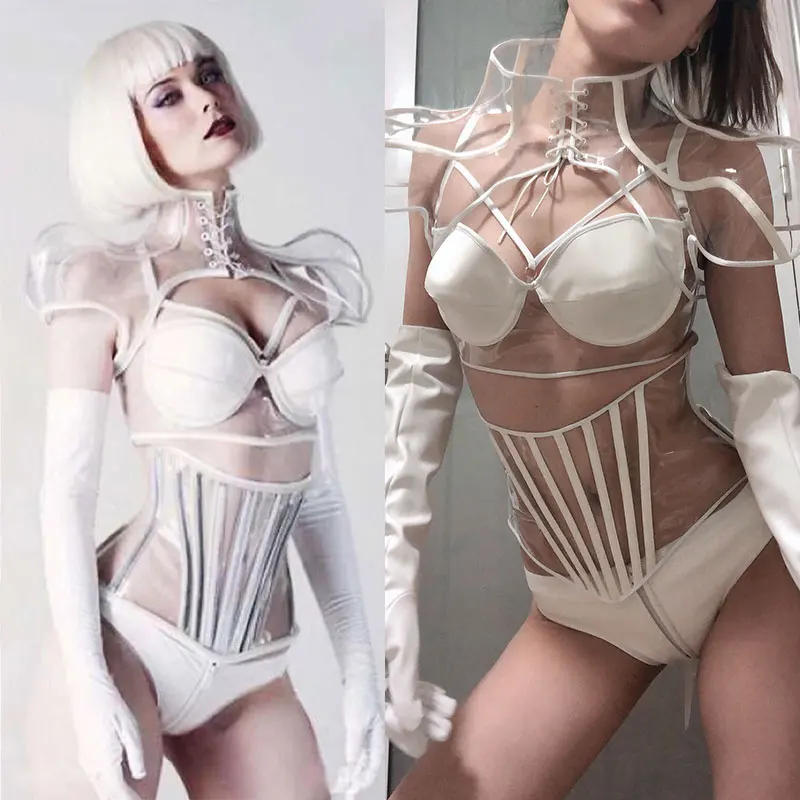 Белая технология сценическая футболка бодибилдера ночной клуб вечерние rave