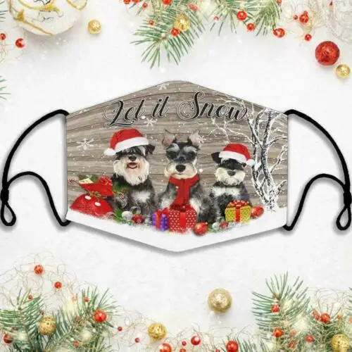 

Christmas Santa Claus Dog Let It Cloth Mask Adult Kids