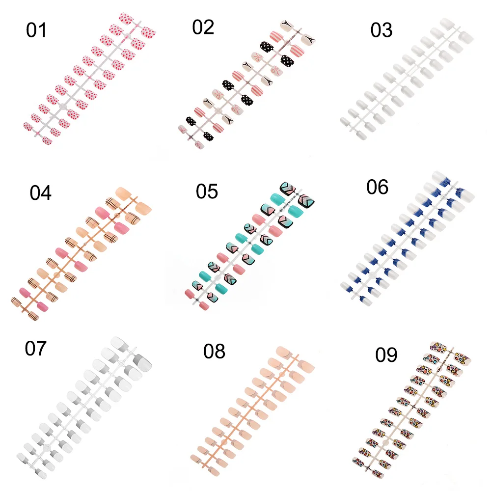 24 шт. 20 цветных накладных ногтей во французском стиле|Накладные ногти| |