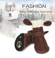 lovoyager 4pcs set dog winter warm rain boots protective pet sports anti slip shoes footwear fur pupy shoes