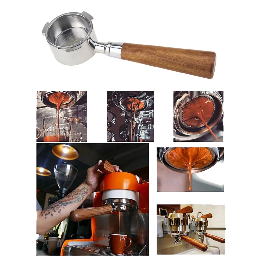 

Stainless Steel Bottom Portafilter Coffee Machine With Bottom Filter Holder Barista Tool Replacement Filter Basket Coffee Access