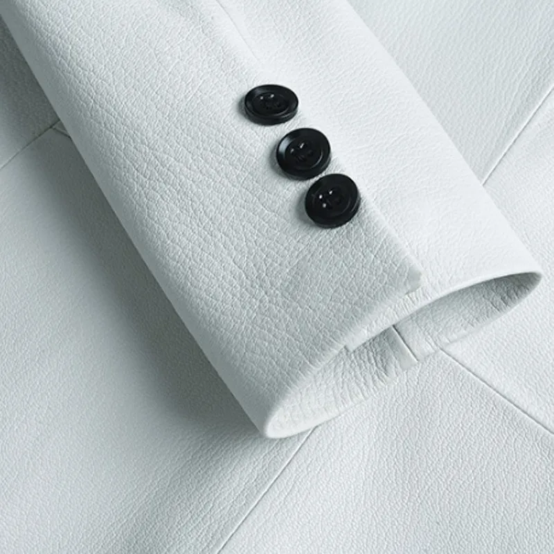 Роскошный мужской официальный блейзер из натуральной овечьей шкуры белый