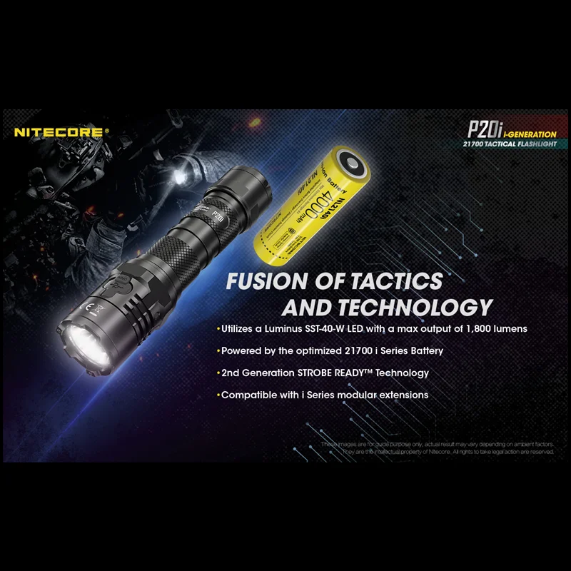 Скидка Тактический фонарик NITECORE P20i, 1800 люмен, USB, перезаряжаемый, с одним нажатием, фонарик для самообороны с батареей 4000 мАч