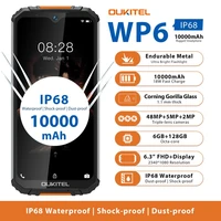 rugged waterproof smartphone oukitel wp6 ip68 octa core 6gb 128gb mobile phone 9v2a 10000mah battery 48mp triple camera