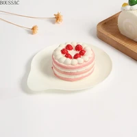 20pcs multicolor creative water drop tray with handle food grade ps plastic disposable tray baking cake fruit snacks