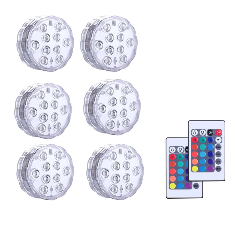 6 lights 2 remote Погружной светодиодный светильник s Водонепроницаемый IP68 светильник для бассейна RGB подводный светильник фонтан Пруд светильник ing аквариум вечерние украшения - Испускаемый цвет: 6 lights 2 remote