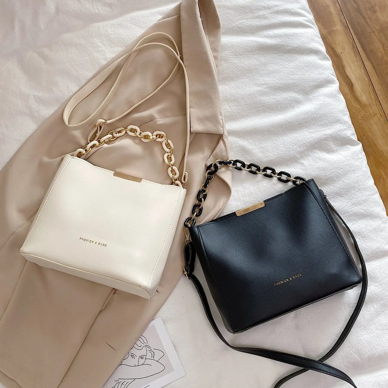 

Women Bucket Bag Small Shoulder Bag Female Chain Crossbody Messenger Bags 2021 Design Luxury Handbag