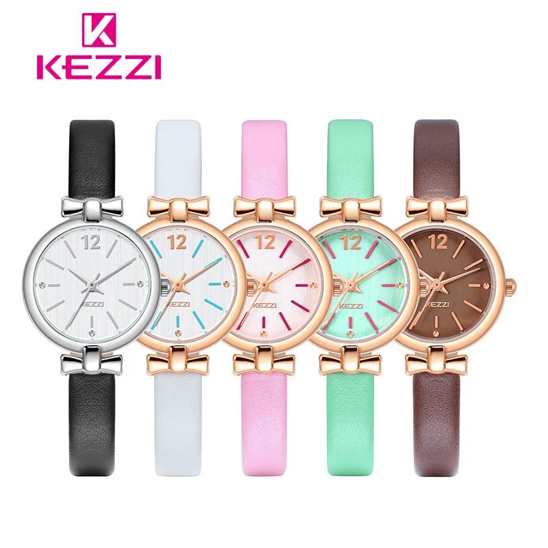 Kezzi брендовые модные трендовые женские кожаные кварцевые часы простые