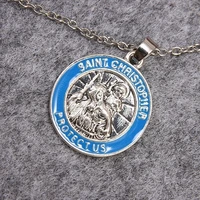 st christopher bear jesus crossing the river pendant christian mens necklace guardian sacred pendant religious jewelry gift