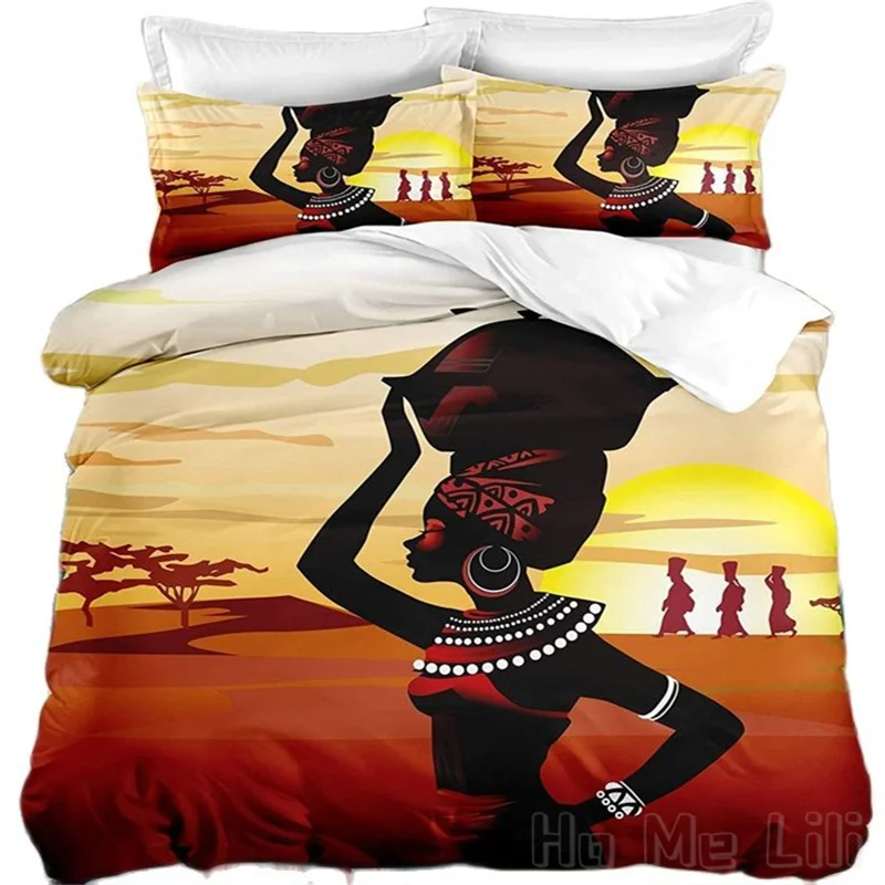 

African Women Bedding Duvet Cover By Ho Me Lili Set With Pillow Shames Zipper Closure Soft