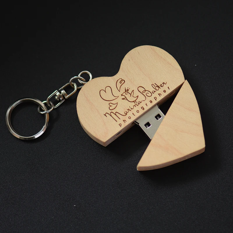 JASTER деревянное сердце USB+ Подарочная коробка флеш-диск USB 2,0 pendrive 4GB 8GB 16GB 32GB 64GB(более 10 шт бесплатный логотип) фотография свадьба