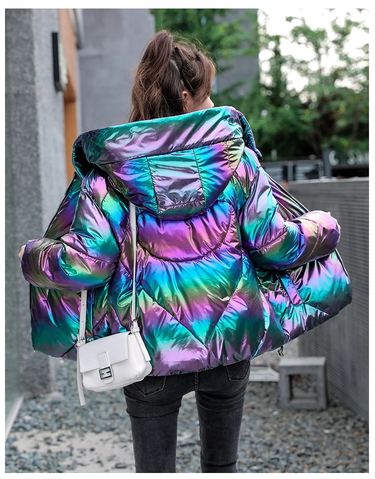 Яркая яркая тканевая цветная женская пуховая хлопковая куртка 2021 зимняя
