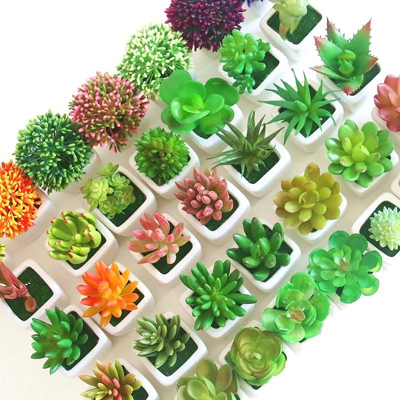 

Simulation Succulent Plants with Pot Mini Landscape Decoration Multicolor Artificial Plant Office Desktop Ornament Garden Decor
