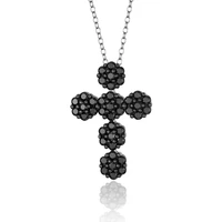 gz zongfa natural black spinel gemstone jewelry necklace women 925 sterling silver pendant cross necklace