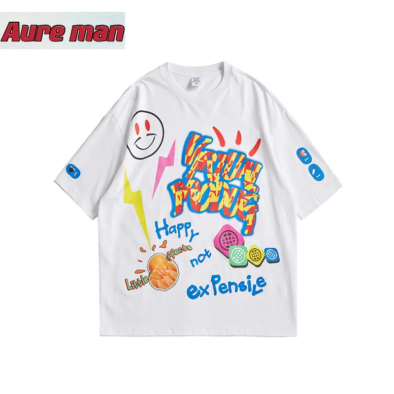 

Men's Clothing | 2021 Spring/Summer New Trendy Brand Street Cool Graffiti Fun Loose Men's Short Sleeve Hip Hop T-shirt