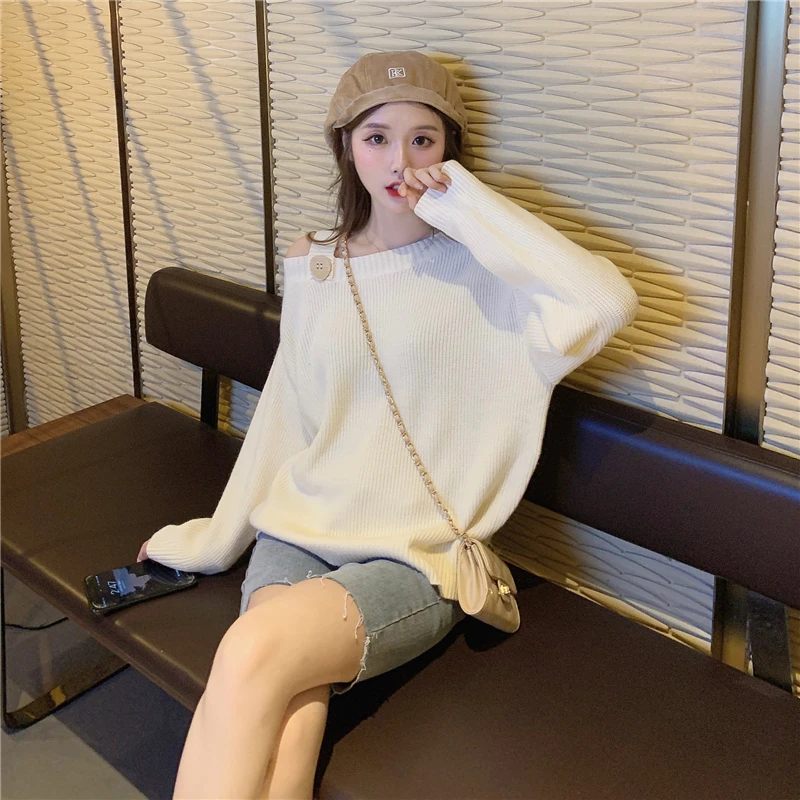 

Han edition loose design feeling carefully make firm offers ~ G machine off-the-shoulder gentle temperament sweater knit a femal