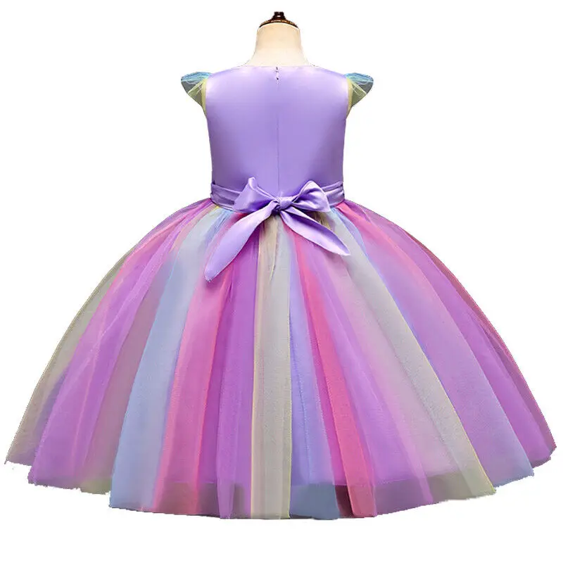 

Kid's Flower Girls Unicorn Princess Dress Rainbow Tutu Party Formal Bridesmaid