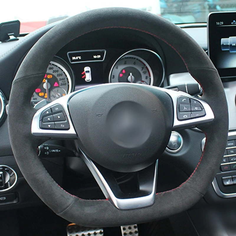 Чехол на руль черного цвета из алькантары для Mercedes Benz C200 C250 C300 Sport CLA220 B250 B260 A200