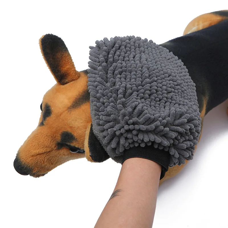 

1 PC Easy Cleaning Pet Massage Glove Absorbent Chenille Dog Grooming Gloves Towel Mitt Dog Bath For Both Sides Gloves