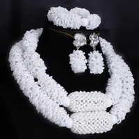 4ujewelry women white jewelry set bold african beads nigerian wedding necklace set with big balls 2 layers fine jewellery set