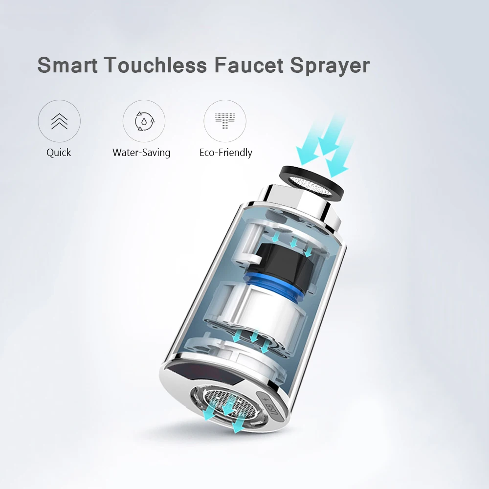 

Умный бесконтактный смеситель с адаптером, Автоматический Инфракрасный кран с функцией экономии воды, мгновенный/Непрерывный режим распыл...