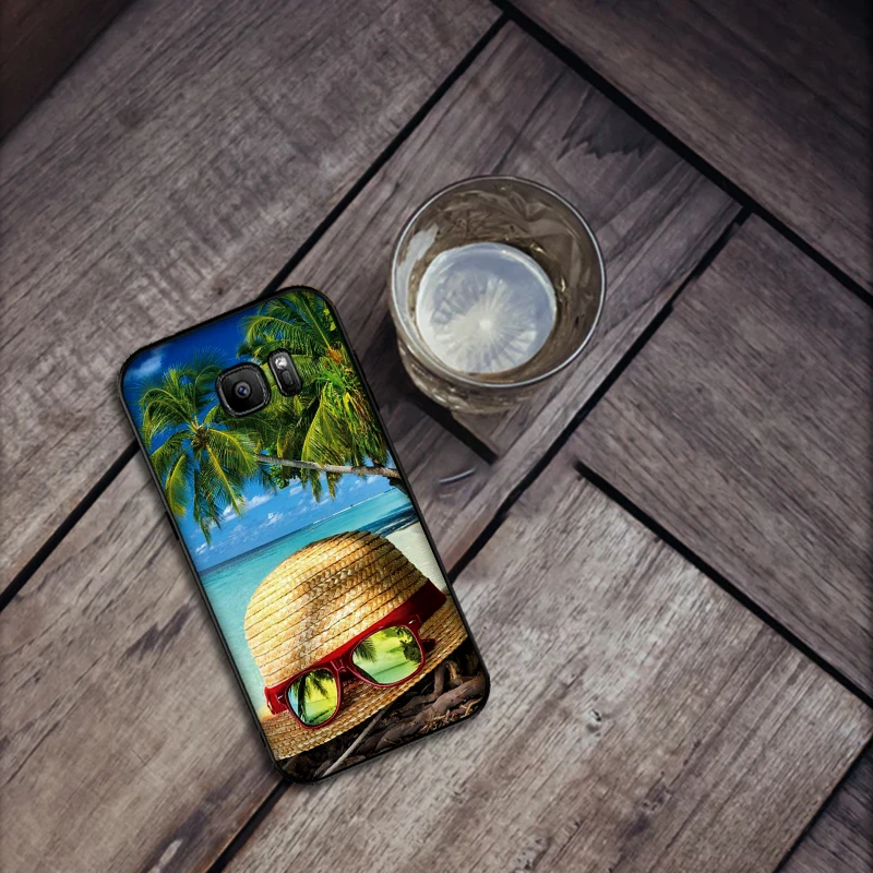 for Samsung M10 M20 M30 S6 S7 Edge S10 S9 S8 PLUS Plus Cover palm trees Sea | Мобильные телефоны и аксессуары