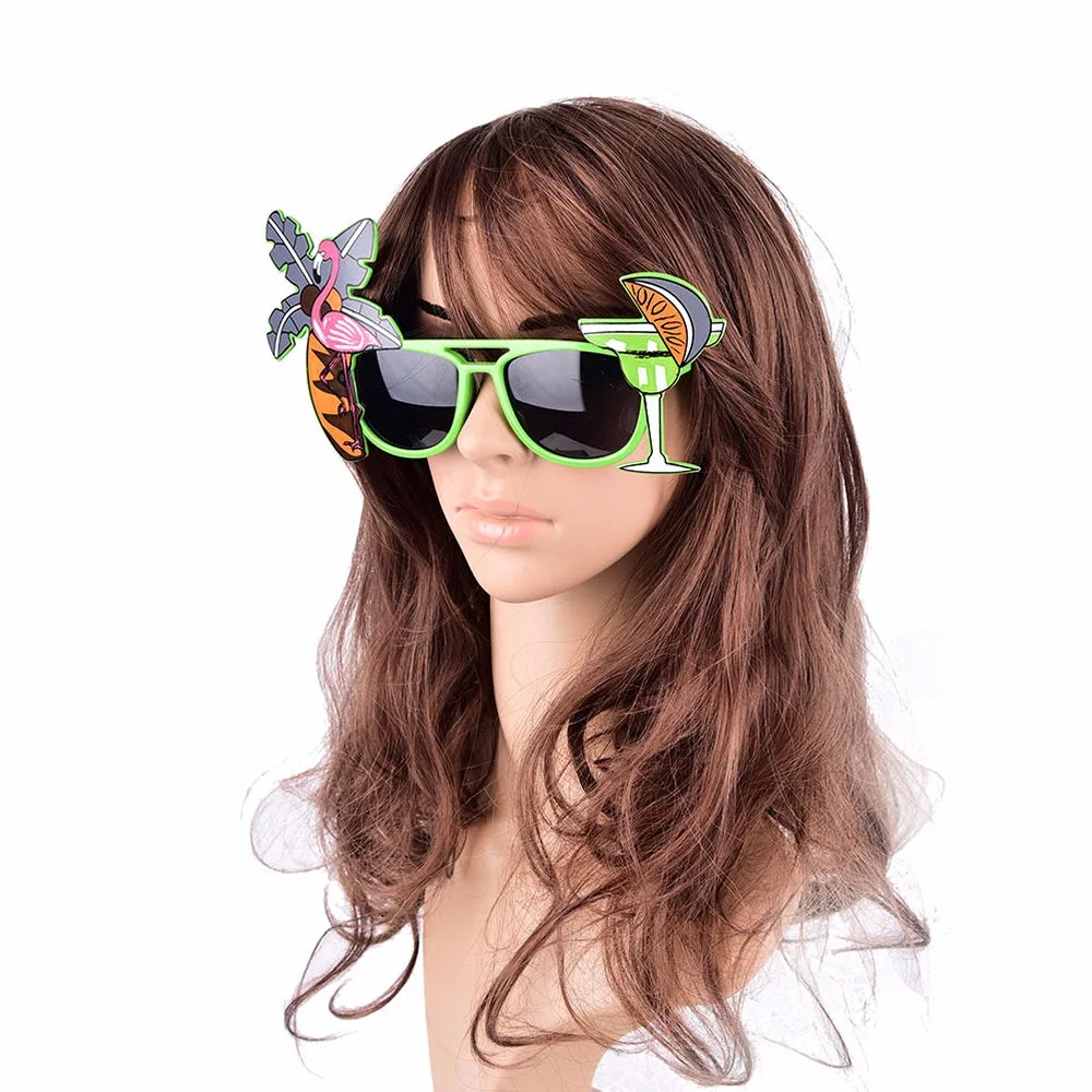 1 шт. Гавайские очки Фламинго солнцезащитные Неон с оригинальным изображением