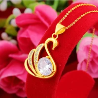 hi japan and south korea micro set auger goose 24k gold pendant necklace for party jewelry with chain choker birthday gift girl