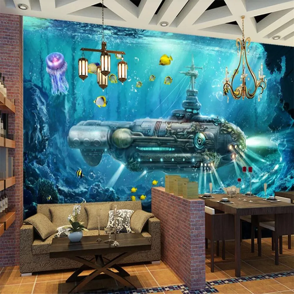 3D обои Milofi на заказ настенные подводные лодки подводный мир фоновая стена для