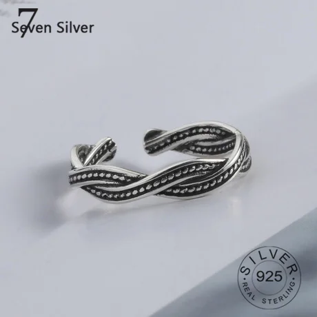 

925 sterling silver rings for women interweave jelwery Multilayer open adjustable trendy Silver Jewelry Party Gifts