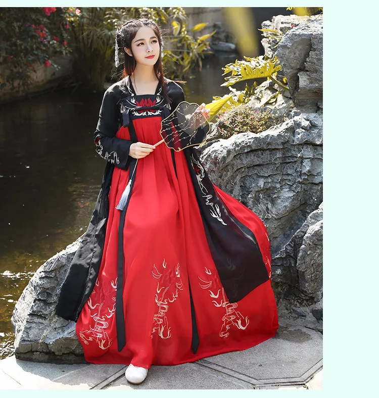 Новинка 2021 одежда ханьфу красное платье свежее и элегантное сказочное