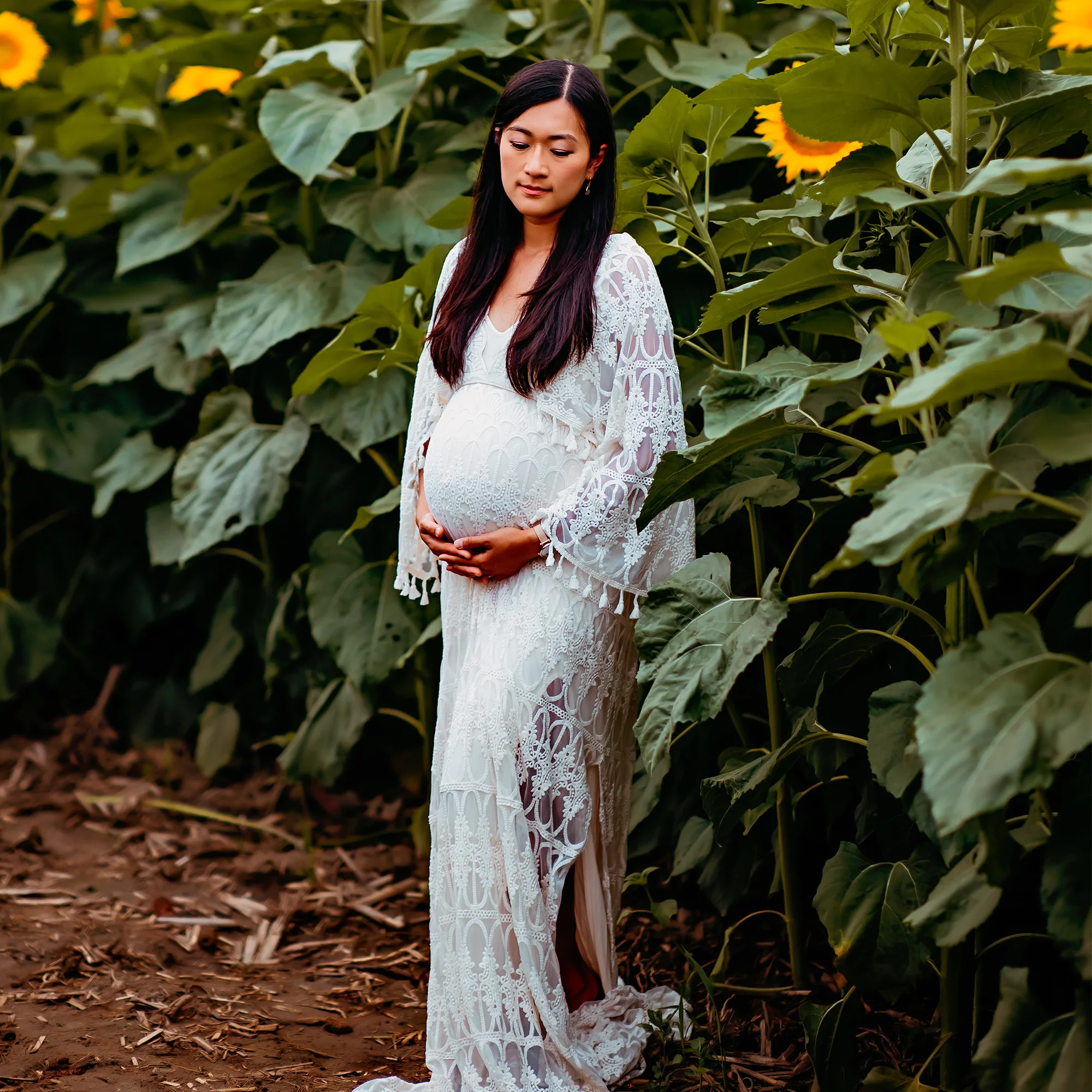 Photo Shoot Tulle Boho Maxi Long Maternity Dress Pregnant Gown Embroidery Arch Robe Woman Photography Costume Baby Shower Gift enlarge