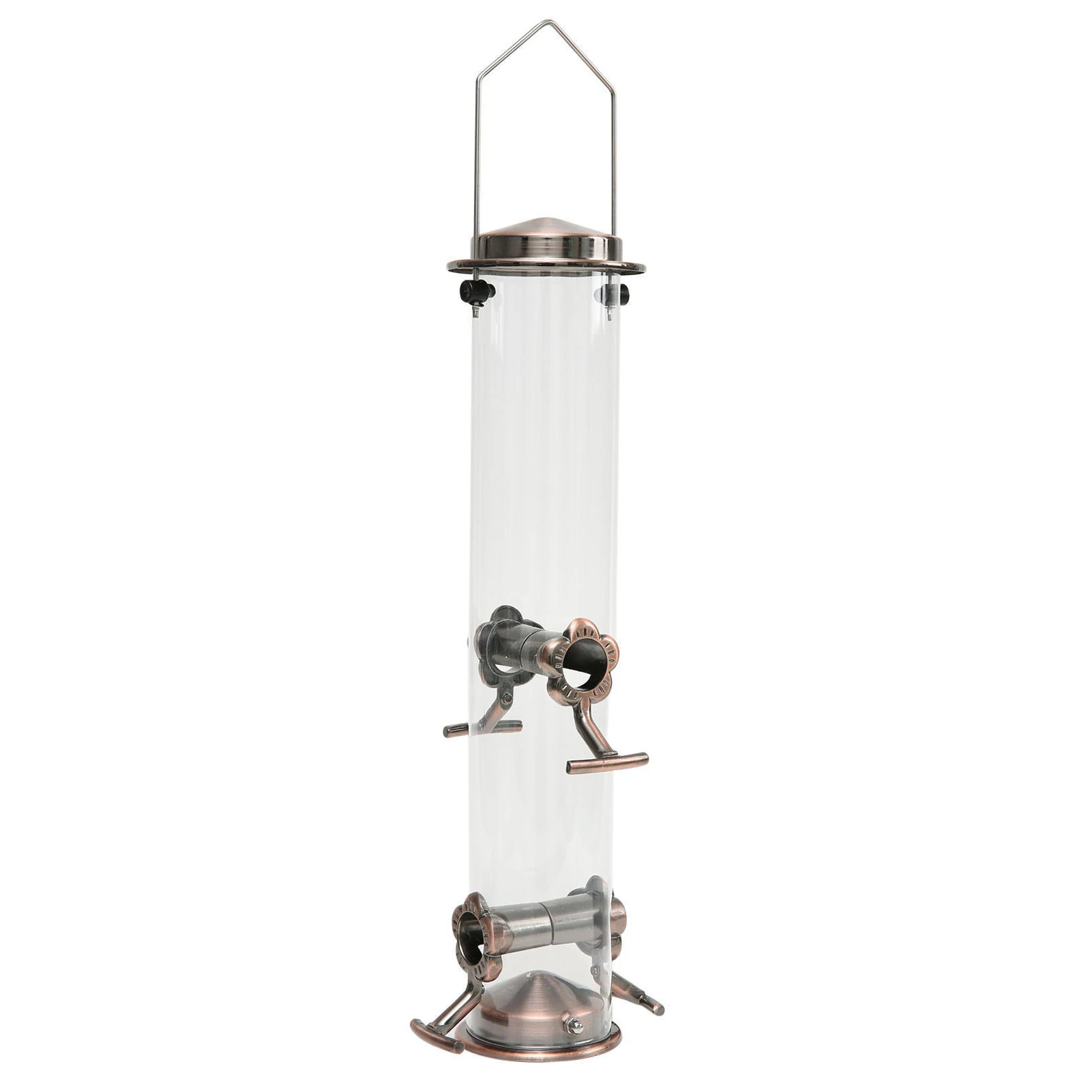 

New Durable Wild Bird Hanging Feeder Stainless Steel Bird Food Dispenser Container Tubular Anti-rust Outdoor Garden Decor