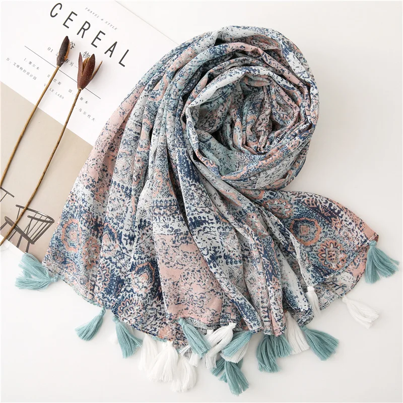 Женский шарф с принтом Marte &amp молодёжи разноцветный мягкий в стиле ретро Весенняя