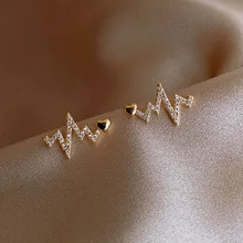 2021 new creative heartbeat stud Earrings Fashion Korean women's jewelry European and American classic zircon versatile Earrings