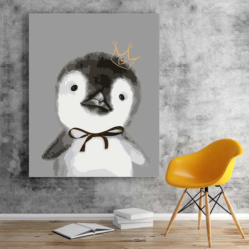 Милый маленький зверь кролик Пингвин сова картина по номерам картины маслом